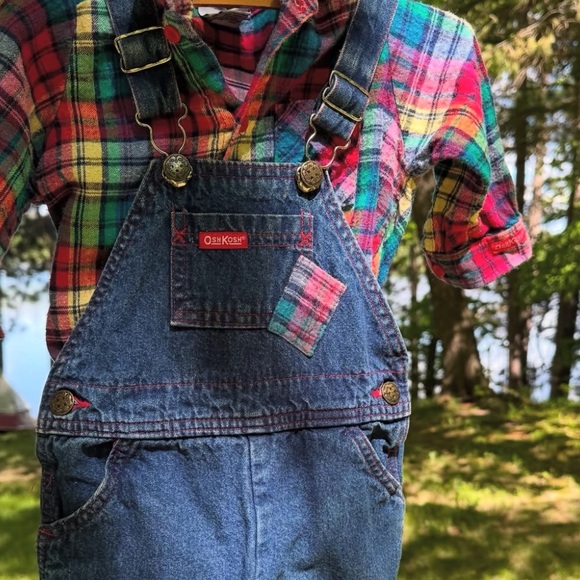 Vintage Oshkosh B’Gosh Flannel Lined Overalls with Matching Button Down - Picture 2 of 4